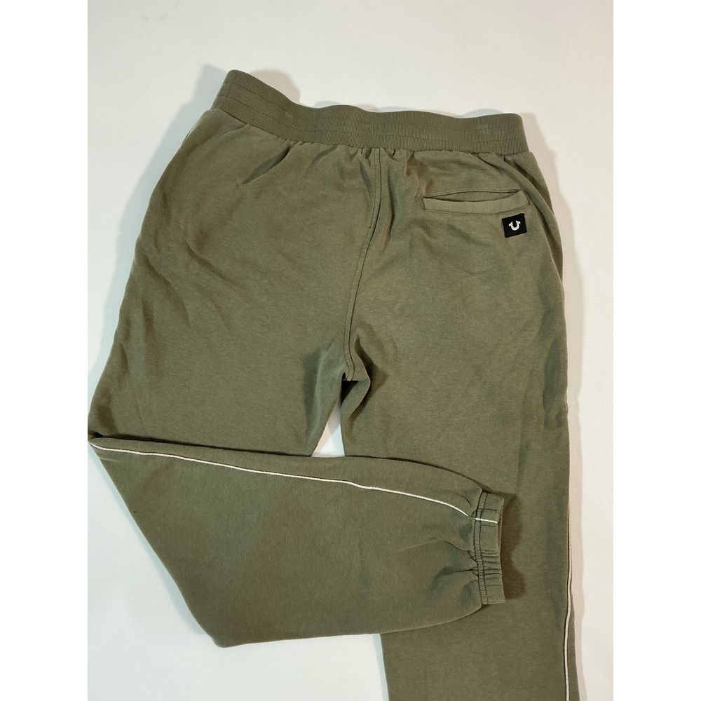 True Religion Men's Script Logo Jogger Sweatpants Green Olive Size L Flaw - Picture 6 of 11